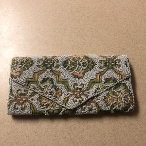 Vintage Handmade in Hong Kong - Bead & Tapestry Clutch Bag